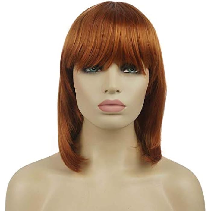 DILLARDS Lydell Synthetic Medium Length Straight Wig With Neat Bang Cosplay Wigs For Women Fox Red - Image 3